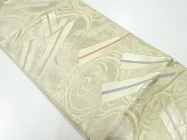 JAPANESE KIMONO / ANTIQUE FUKURO OBI / SILK / WOVEN STREAM & FOLDING FAN